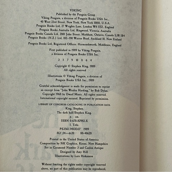 The Dark Half by Stephen King (1st Edition) | Fiction, Horror | Hardcover Book - Picture 10 of 10